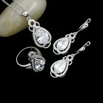 925 Sterling Silver Anniversary Jewelry Sets For Women White Crystal Earrings/Pendant/Necklace/Ring
925 Sterling Silver Anniversary Jewelry Sets For Women White Crystal Earrings/Pendant/Necklace/Ring