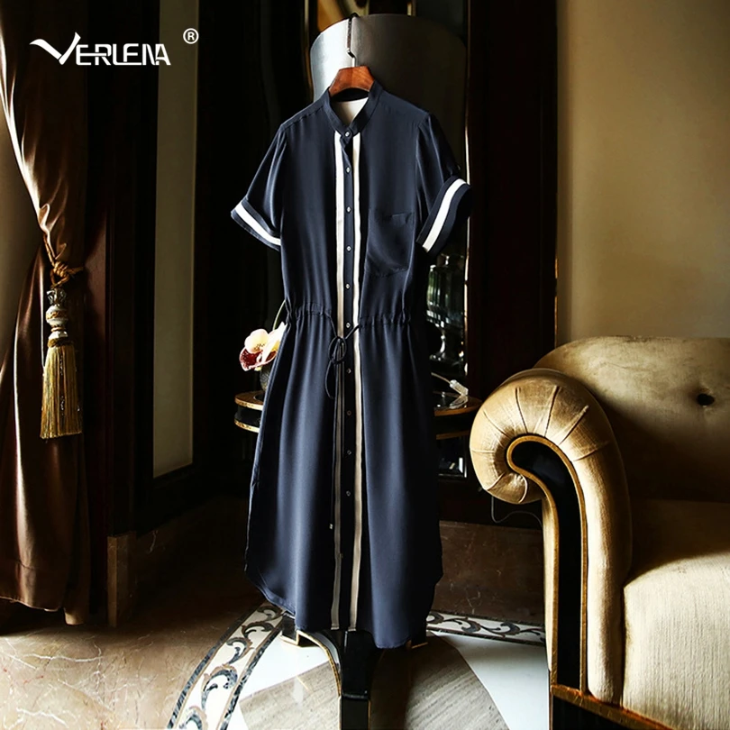 Verlena Drawstring 100% Silk Causal Patchwork Blue Summer Dress Women Button Short Sleeve Stand Collar Split Pocket Shirt Dress
Verlena Drawstring 100% Silk Causal Patchwork Blue Summer Dress Women Button Short Sleeve Stand Collar Split Pocket Shirt Dress