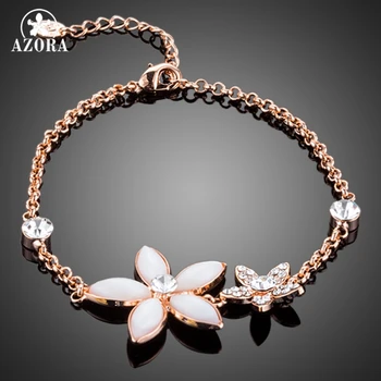 AZORA Beautiful Rose Gold Color Two Flower Stellux Austrian Crystal Engagement Charm Bracelet for Women TS0081
AZORA Beautiful Rose Gold Color Two Flower Stellux Austrian Crystal Engagement Charm Bracelet for Women TS0081