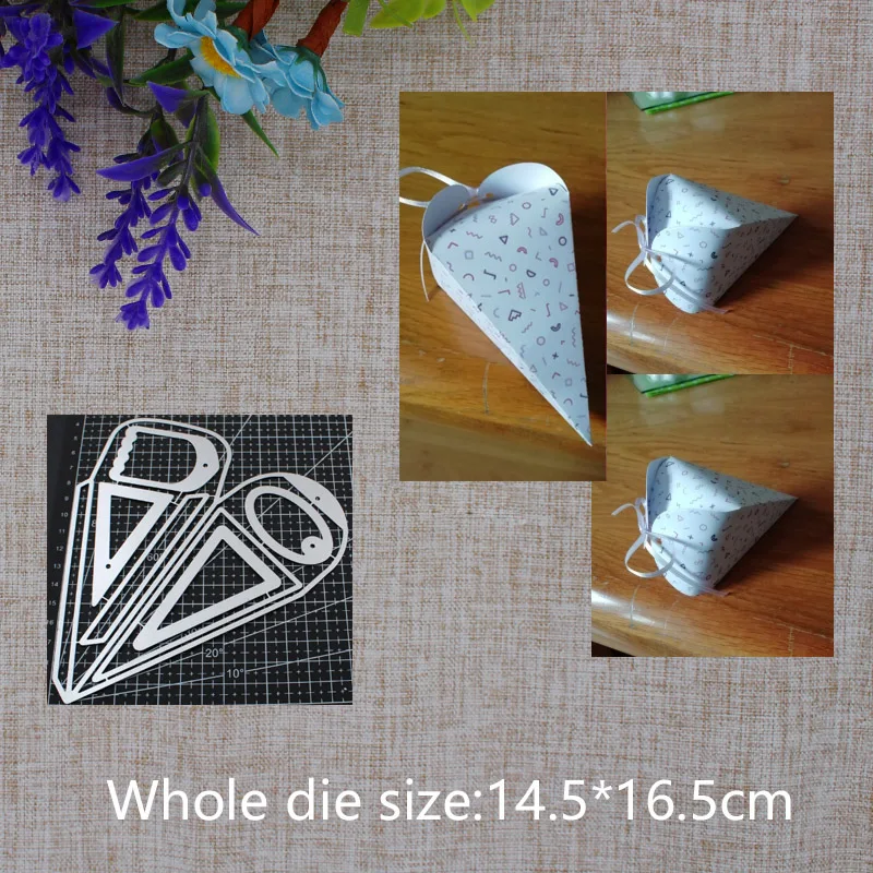 New Arrival Lovely Triangle Gift Box Cutting Dies Stencil DIY Scrapbook Photo Album Embossing Decor Paper Card Craft 145x165mm
New Arrival Lovely Triangle Gift Box Cutting Dies Stencil DIY Scrapbook Photo Album Embossing Decor Paper Card Craft 145x165mm