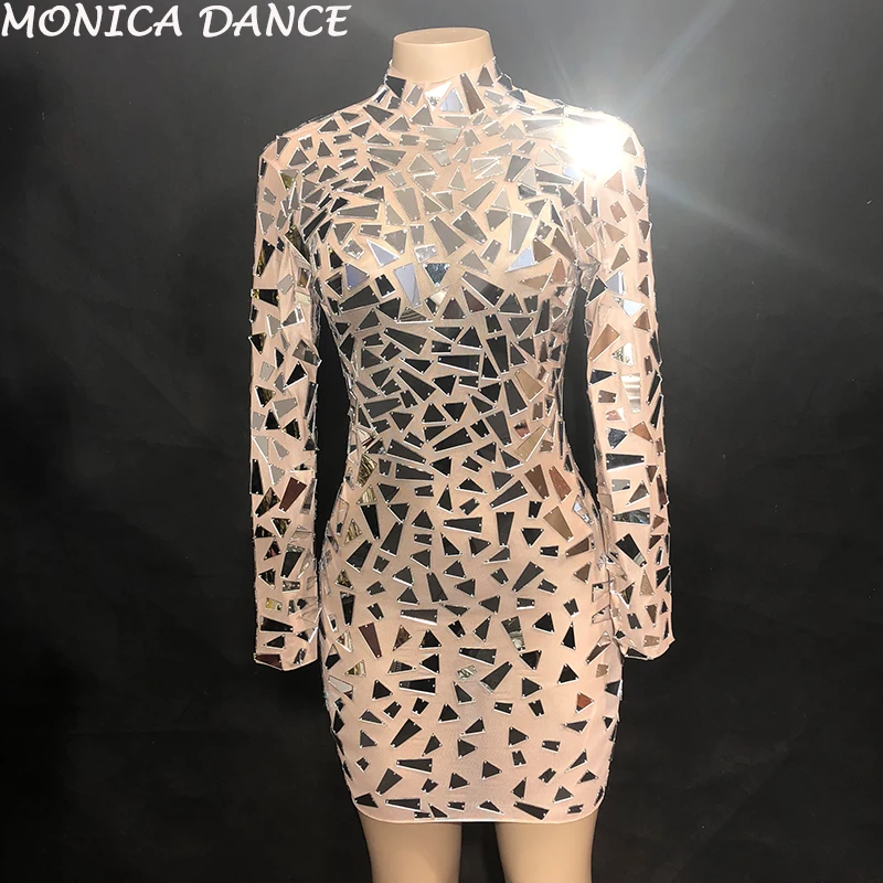 Women Sexy Stage See Through Mirrors Mesh Dress Sequins Big Stretch Costume Stage Dance Wear Evening Birthday Celebrate Dress
Women Sexy Stage See Through Mirrors Mesh Dress Sequins Big Stretch Costume Stage Dance Wear Evening Birthday Celebrate Dress