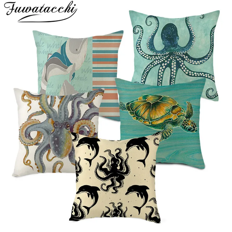 Fuwatacchi Sea Animals Cushion Cover Fishes Crab Octopus Cover For Home Decorative Pillows Polyester Pillowcases 45*45cm
Fuwatacchi Sea Animals Cushion Cover Fishes Crab Octopus Cover For Home Decorative Pillows Polyester Pillowcases 45*45cm
