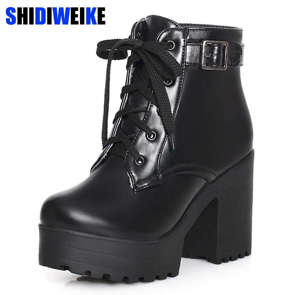 Fashion Ankle Boots For Women Platform Shoes Punk Style Rubber Sole Lace Up Black Autumn Winter Chunky Boots Woman g440
Fashion Ankle Boots For Women Platform Shoes Punk Style Rubber Sole Lace Up Black Autumn Winter Chunky Boots Woman g440