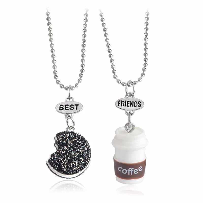 2 шт./компл. Kawaii печенья и "Кофе Best Friend" Цепочки ожерелья дружбы лучшее