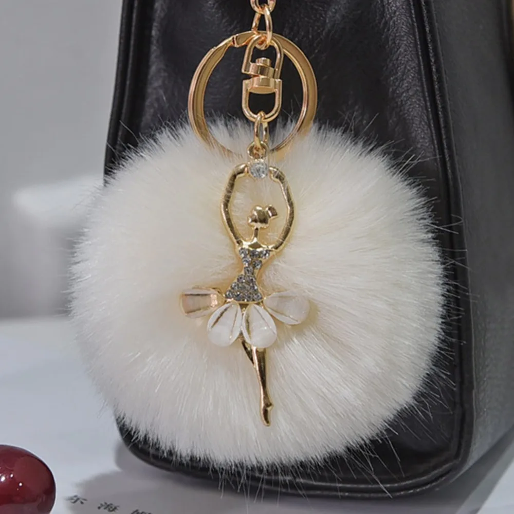 8CM Cute Dancing Angel Keychain Pendant Women Key Ring Holder Pompoms Chains gifts For Bag Accessories | Украшения и аксессуары