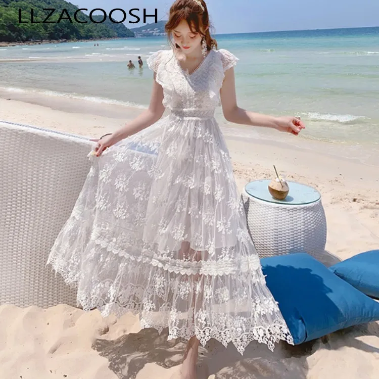 women designer elegant slim bodycon sexy formal party beach runway long maxi lace white V-Neck hollow out dress
women designer elegant slim bodycon sexy formal party beach runway long maxi lace white V-Neck hollow out dress