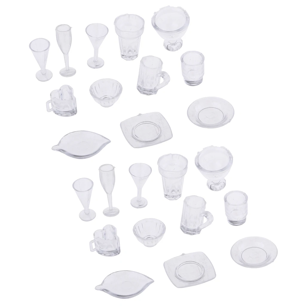 MagiDeal 26 x 1/12 Dollhouse MiniatureTableware Wine Glass Cup Food Plate MagiDeal 26 x 1/12 Dollhouse MiniatureTableware Wine Glass Cup Food Plate