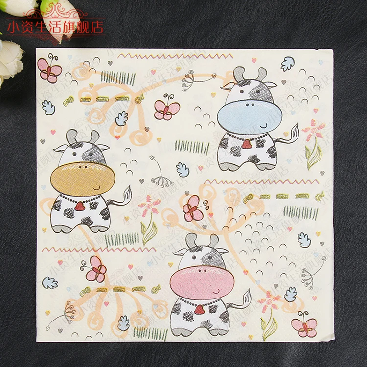KLJUYP Cute Cow Paper Napkin Festive & Party Tissue Napkins Decoupage Decoration Paper 25cm*25cm 20pcs/pack/lot
KLJUYP Cute Cow Paper Napkin Festive & Party Tissue Napkins Decoupage Decoration Paper 25cm*25cm 20pcs/pack/lot