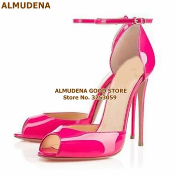 ALMUDENA Fuchsia Pink Patent Leather High Heel Pumps Open Toe Ankle Buckle Strap Dress Shoes Covered Heel Wedding Heels Dropship
ALMUDENA Fuchsia Pink Patent Leather High Heel Pumps Open Toe Ankle Buckle Strap Dress Shoes Covered Heel Wedding Heels Dropship