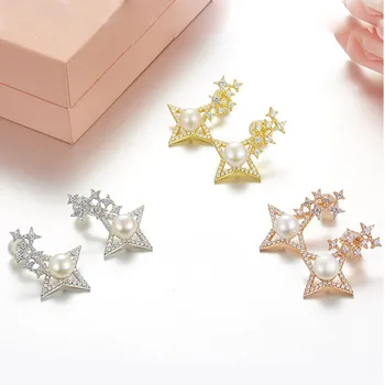 SLJELY Elegant 925 Sterling Silver Micro Cubic Zirconia Star Pearl Earrings Fashion Brand Design Jewelry for Women Party Banquet
SLJELY Elegant 925 Sterling Silver Micro Cubic Zirconia Star Pearl Earrings Fashion Brand Design Jewelry for Women Party Banquet