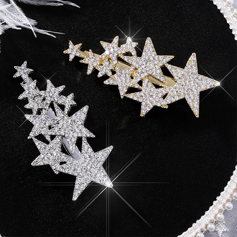 Luxury Hyperbole Full Zirzon Five-pointed Star Hairpin Fashion Flash Rhinestone Stars Side Clip Girls Duckbill Women Headwear
Luxury Hyperbole Full Zirzon Five-pointed Star Hairpin Fashion Flash Rhinestone Stars Side Clip Girls Duckbill Women Headwear