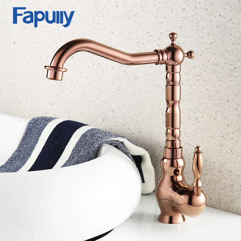 Fapully European Style Bathroom Sink Faucet Single Hole Rose Gold Polish Basin Mixer Tap Water Mixer Tap Faucets 589-22R
Fapully European Style Bathroom Sink Faucet Single Hole Rose Gold Polish Basin Mixer Tap Water Mixer Tap Faucets 589-22R