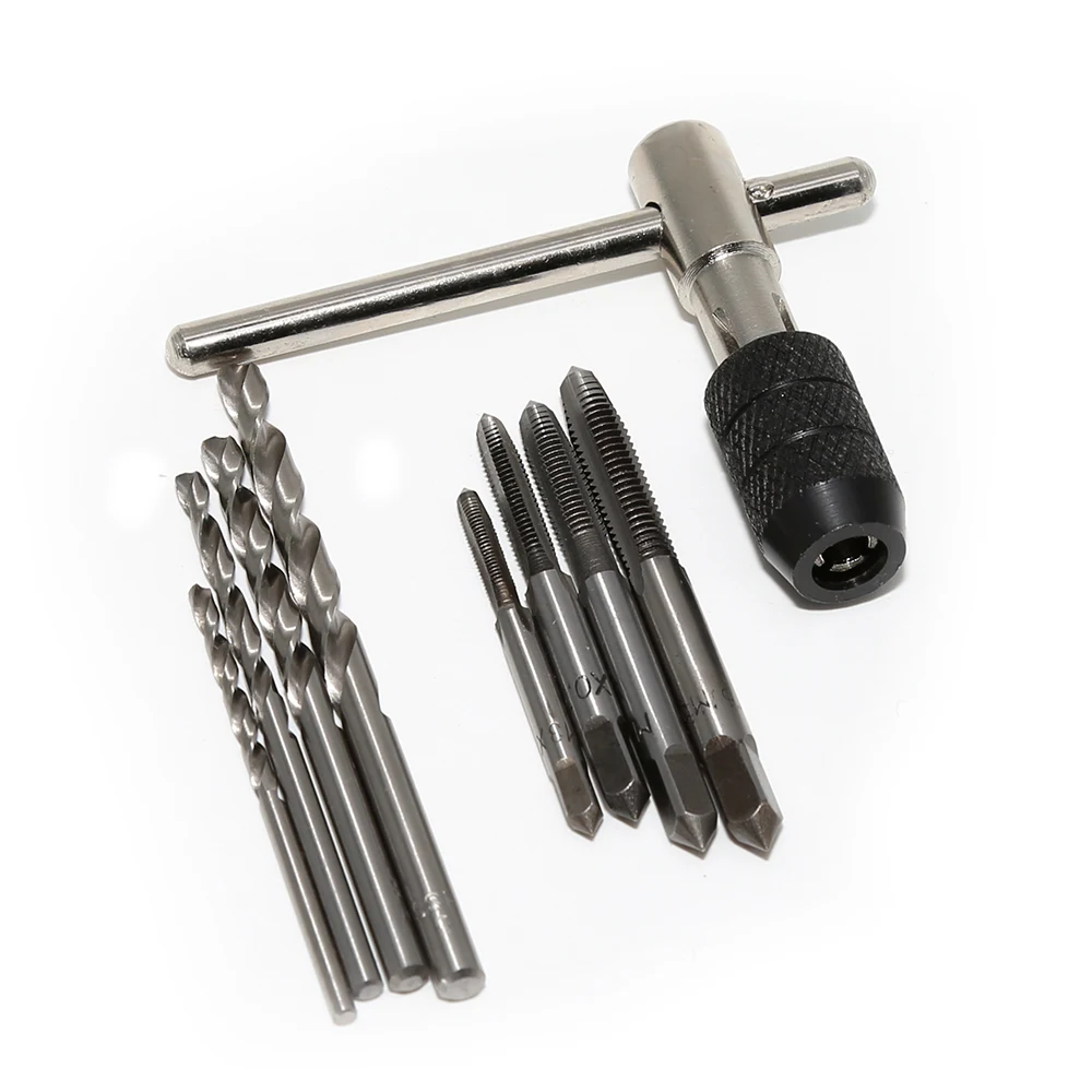 9pcs/set Hand Screw Tap T Type Screw Thread Reamer Set M3/M4/M5/M6 Metric Taps With 4pcs Twist Drill Bits And Wrench Hand Tools
9pcs/set Hand Screw Tap T Type Screw Thread Reamer Set M3/M4/M5/M6 Metric Taps With 4pcs Twist Drill Bits And Wrench Hand Tools