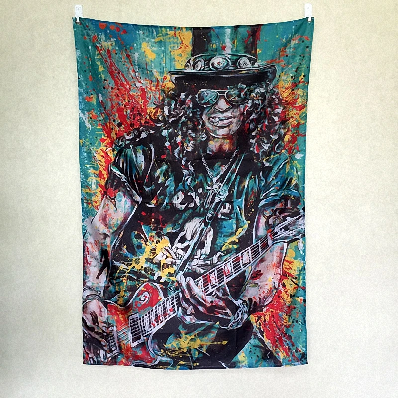 

Slash Guns Roses Rock Band Poster Cloth Flags Curtain Wall Stickers Hanging paintings Billiards Hall Studio Theme Home Decor