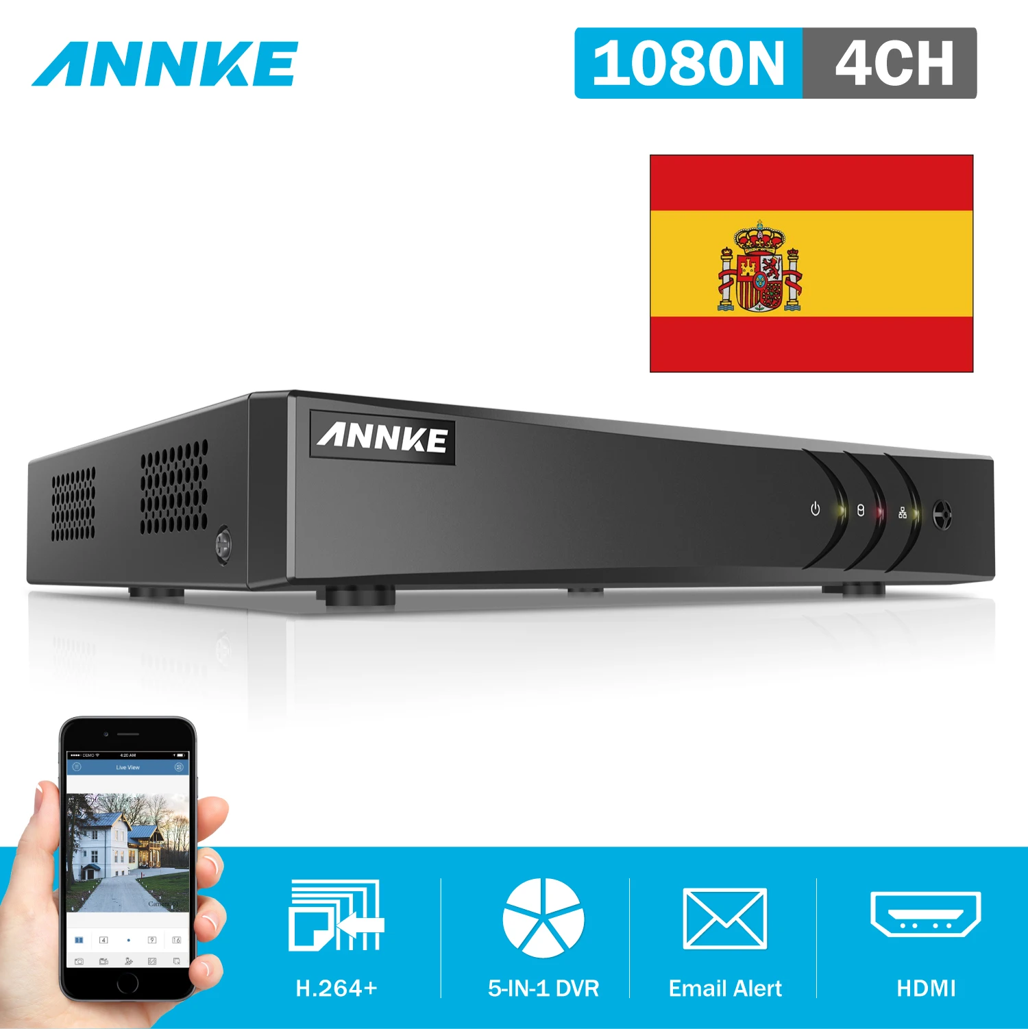 Распродажа для Испании: ANNKE 4CH 5в1 HD TVI CVI IP AHD 1080N 720P HDMI DVR видеорегистратор системы