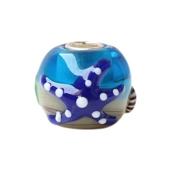Starfish Blue& Ocean Murano Glass bead with Solid Sterling Silver Tube .925 Stamped Fit European Snake Chain
Starfish Blue& Ocean Murano Glass bead with Solid Sterling Silver Tube .925 Stamped Fit European Snake Chain