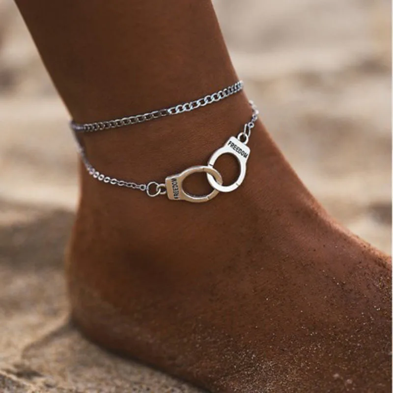 Hot Sale Vintage Silver Color Handcuffs Anklets for Women Bohemian Freedom Ankle Bracelet Multi layer Footchain Jewelry Gift
Hot Sale Vintage Silver Color Handcuffs Anklets for Women Bohemian Freedom Ankle Bracelet Multi layer Footchain Jewelry Gift