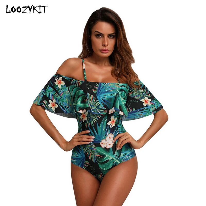 LOOZYKIT 2019 Women One Piece Vintage Printed Off Shoulder Flounce Ruffled Monokini Swimsuits Block Swimwear Bathing Suit Female
LOOZYKIT 2019 Women One Piece Vintage Printed Off Shoulder Flounce Ruffled Monokini Swimsuits Block Swimwear Bathing Suit Female