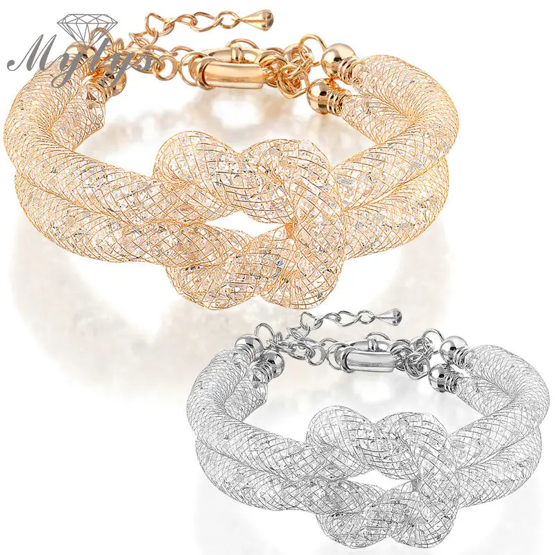 Mytys Double Chain Mesh Bracelet White Gold Color and GP Wire Mesh 2 Layers Tie a Knot B935 B936
Mytys Double Chain Mesh Bracelet White Gold Color and GP Wire Mesh 2 Layers Tie a Knot B935 B936