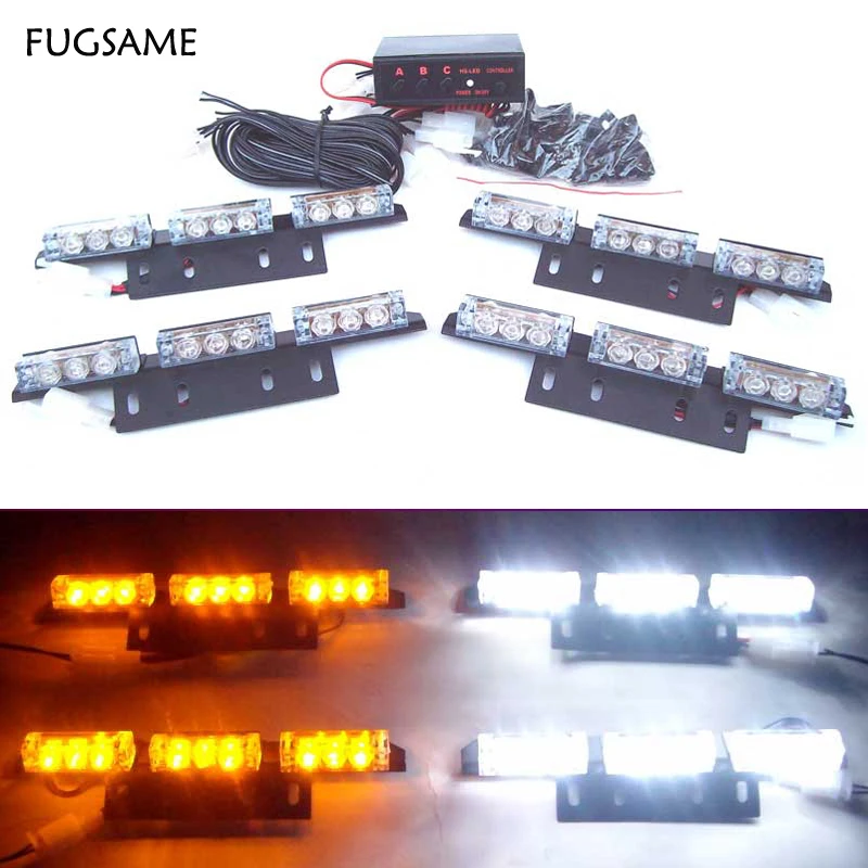 4 X 9 LED auto flash Strobe Lights 36 LED car vehicle Flashing strobe lamps bulbs 3 flashing modes Red Blue White Green Amber
4 X 9 LED auto flash Strobe Lights 36 LED car vehicle Flashing strobe lamps bulbs 3 flashing modes Red Blue White Green Amber