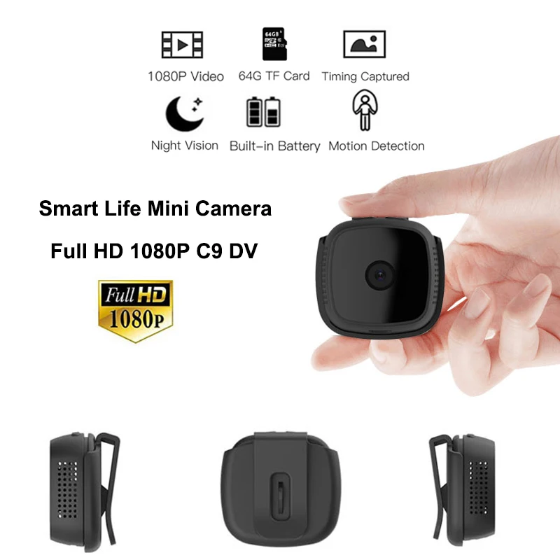 Mini Camera HD 1080p Outdoor Action Cam Bike IR Night Vision Small Car Sport Portable C9 DV DVR Camera back clip Video Recorder
Mini Camera HD 1080p Outdoor Action Cam Bike IR Night Vision Small Car Sport Portable C9 DV DVR Camera back clip Video Recorder