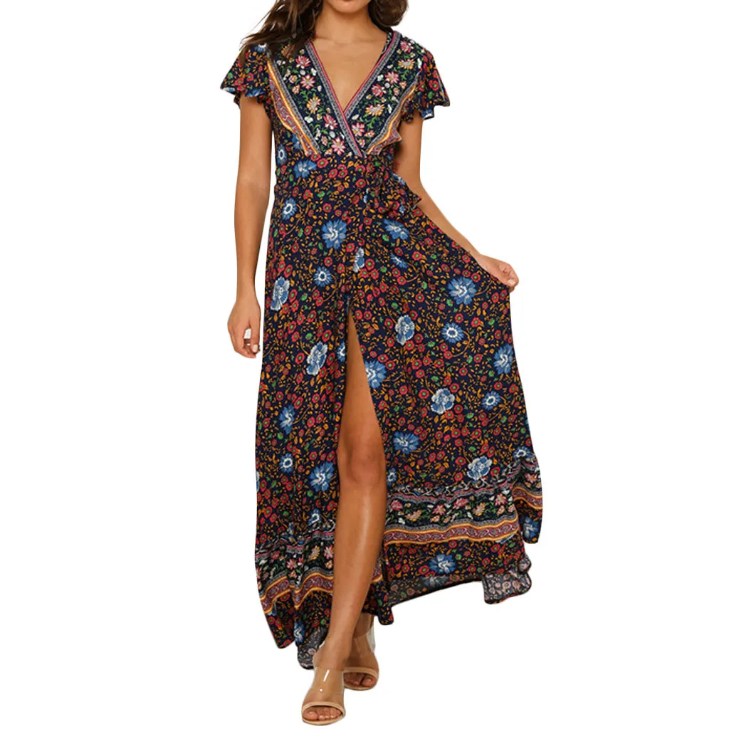 CHAMSGEND Womens Sexy High Waist Dress Casual Bohemia Print V Neck National Style Midi Dress Summer Short Sleeve Dress Fe4
CHAMSGEND Womens Sexy High Waist Dress Casual Bohemia Print V Neck National Style Midi Dress Summer Short Sleeve Dress Fe4