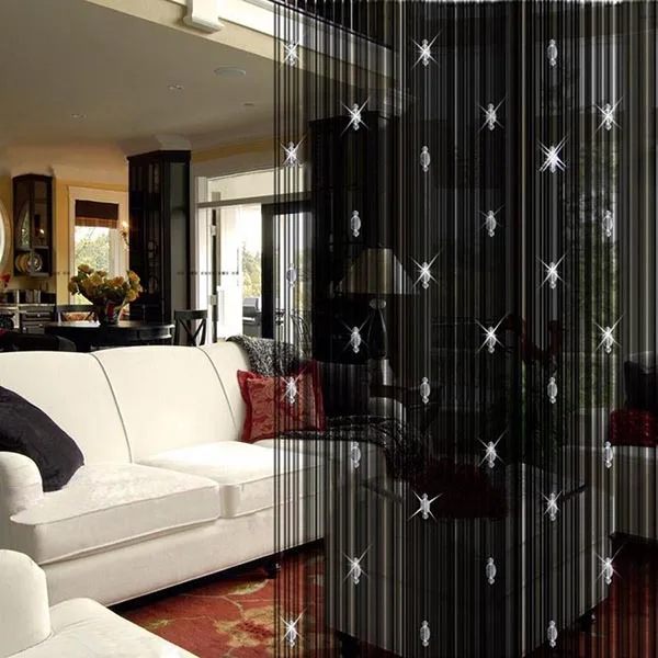 Image High Quality Romantic Decorative String Curtain With 3 Beads Door Window Panel Room Divider