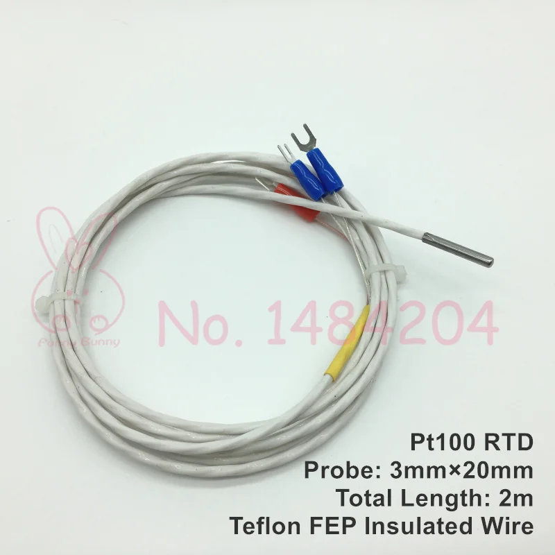 2x PT100 Temperature Sensor 3mm*20mm Waterproof Oil Proof Platinum Resistance RTD Probe 3-Core Teflon FEP 3 Wire 2m -40 ~ 400C
2x PT100 Temperature Sensor 3mm*20mm Waterproof Oil Proof Platinum Resistance RTD Probe 3-Core Teflon FEP 3 Wire 2m -40 ~ 400C