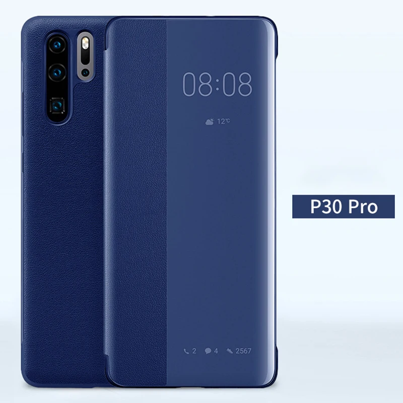 For Huawei P30 Pro Smart View Window Flip Leather Shockproof Case Cover Luxury Mirror Flip Case For Huawei P30 lite Pro Fundas