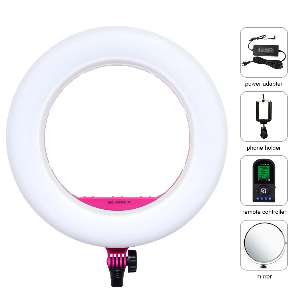 Yidoblo AX-480EII Camera Photo Studio Phone Video 18inch 240PCS LED Ring Light Warm & Cold Color Ring Lamp +Tripod + handbag
Yidoblo AX-480EII Camera Photo Studio Phone Video 18inch 240PCS LED Ring Light Warm & Cold Color Ring Lamp +Tripod + handbag