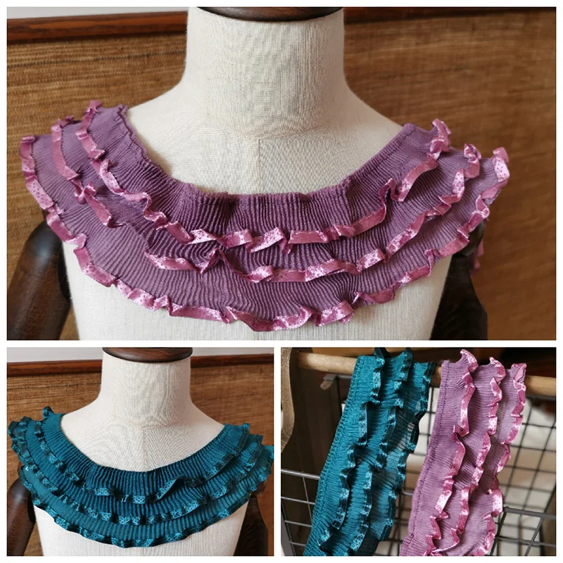 Three layers ribbon lace fabric trim for collar baby clothes DIY sewing ruffle elastic lace applique wedding dress decor
Three layers ribbon lace fabric trim for collar baby clothes DIY sewing ruffle elastic lace applique wedding dress decor