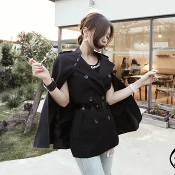Removable Cloak Double Breasted Blazer Women Fashion Jacket Sashes Vest Suit Coat V-neck Buttons Outerwear
Removable Cloak Double Breasted Blazer Women Fashion Jacket Sashes Vest Suit Coat V-neck Buttons Outerwear