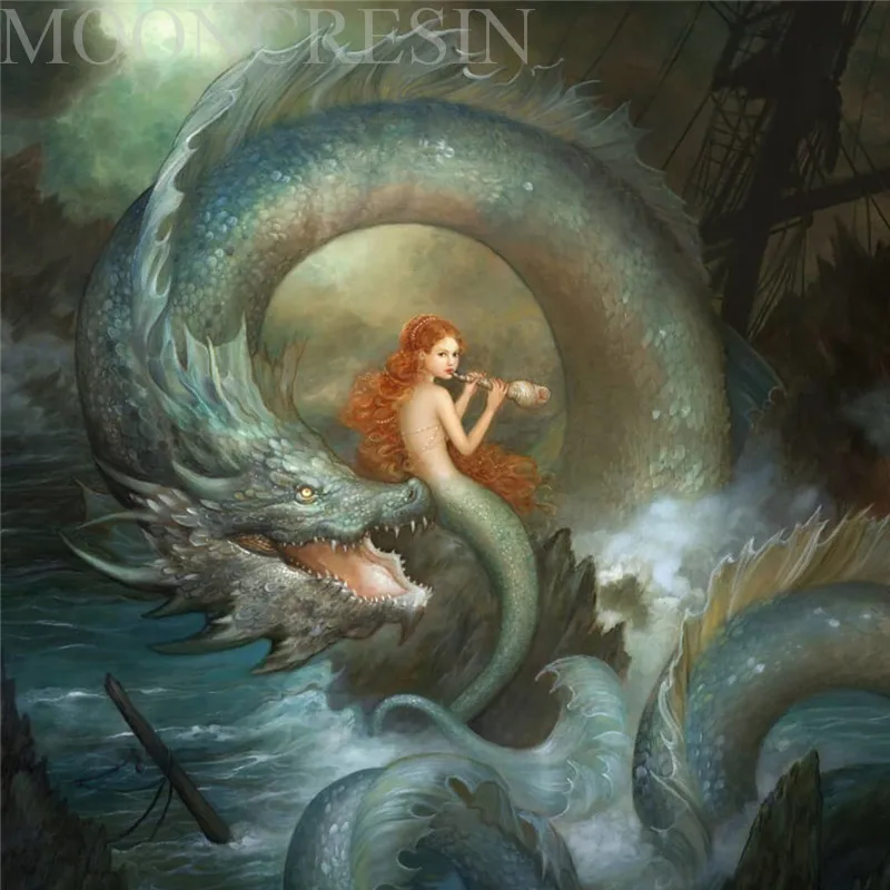 5D Diy Diamond Painting Cross Stitch Dragon & Mermaid In The Sea Diamond Embroidery Full Round Mosaic Decoration Resin Stickers
5D Diy Diamond Painting Cross Stitch Dragon & Mermaid In The Sea Diamond Embroidery Full Round Mosaic Decoration Resin Stickers