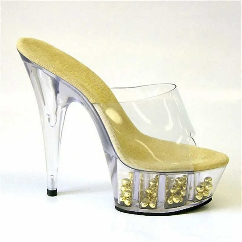 

New style, beautiful transparent platform high heels, 15cm sexy model sandals, pole dancing shoes