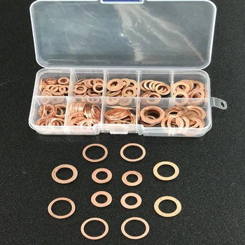 200pcs 9 Sizes Copper Washers M5-M14 Copper Gaskets Set Flat Ring Seal Kit Set with Plastic Box For Machinery Equiment
200pcs 9 Sizes Copper Washers M5-M14 Copper Gaskets Set Flat Ring Seal Kit Set with Plastic Box For Machinery Equiment