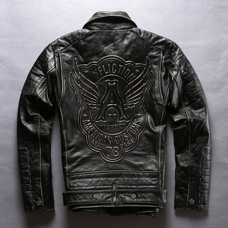 2019 Men's Classic Genuine Leather Jacket Male Spring Autumn Skulls Vintage Moto Thick Soft Cowhide Coat Large Size Black Jacket
2019 Men's Classic Genuine Leather Jacket Male Spring Autumn Skulls Vintage Moto Thick Soft Cowhide Coat Large Size Black Jacket