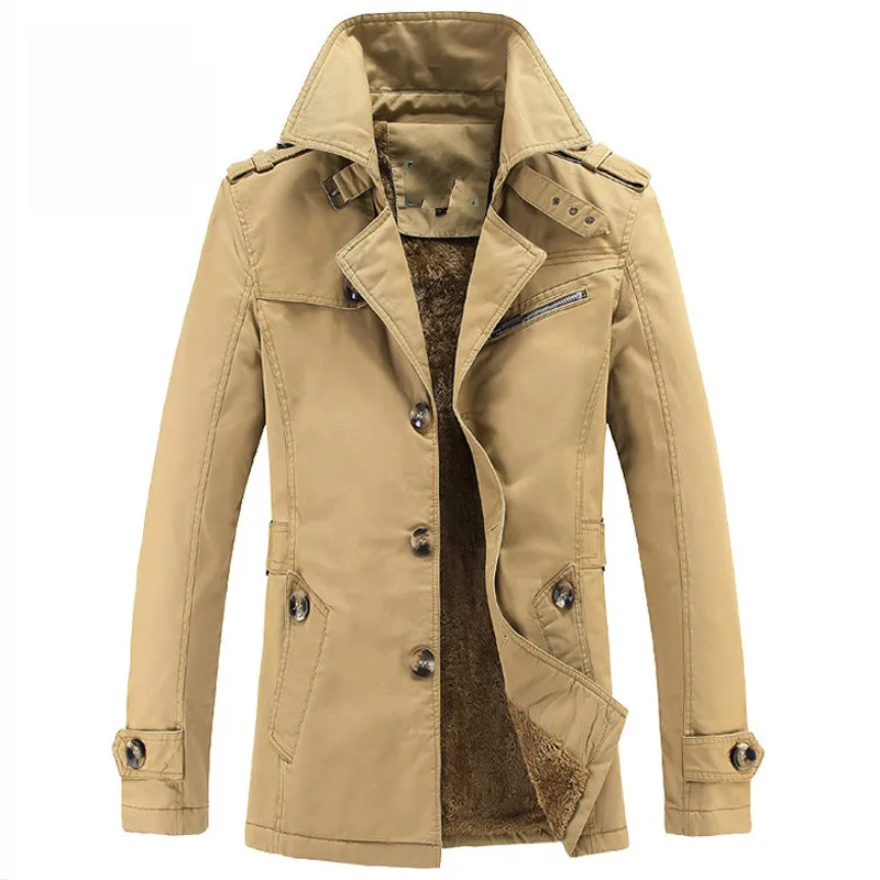 

New Thick Men Jacket Coat Casual Slim Fit Cotton Trench Coat Jackets Men 'S Fashion Overcoat Jaqueta Masculina Veste Homme