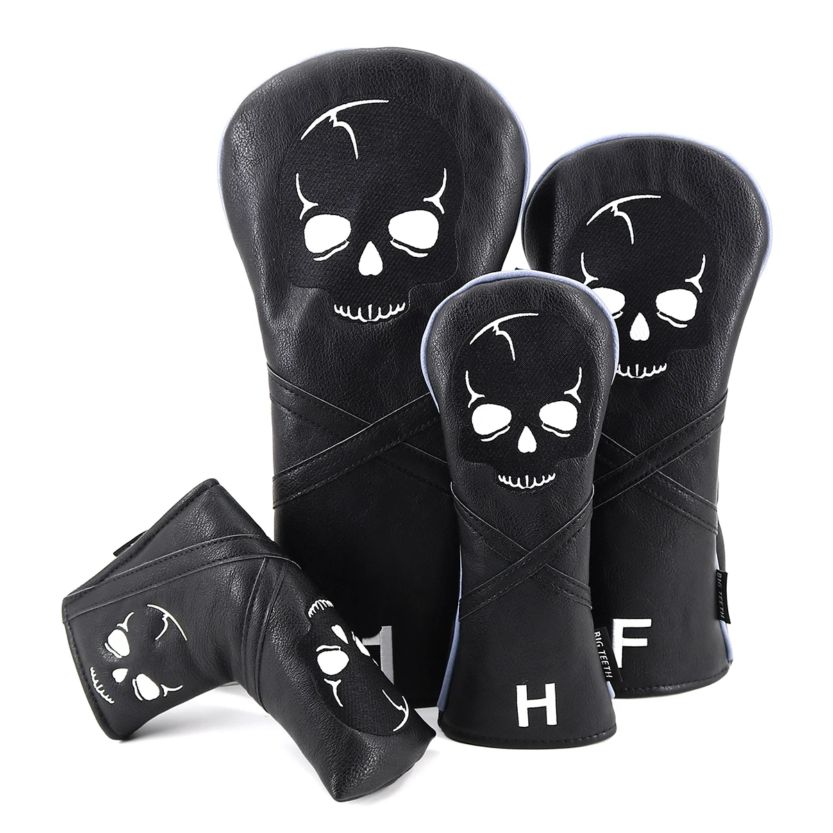 Big Teeth Golf Driver Fairway Woods Hybrid & Putter Cover PU Leather Head Cover Black SKULL
Big Teeth Golf Driver Fairway Woods Hybrid & Putter Cover PU Leather Head Cover Black SKULL