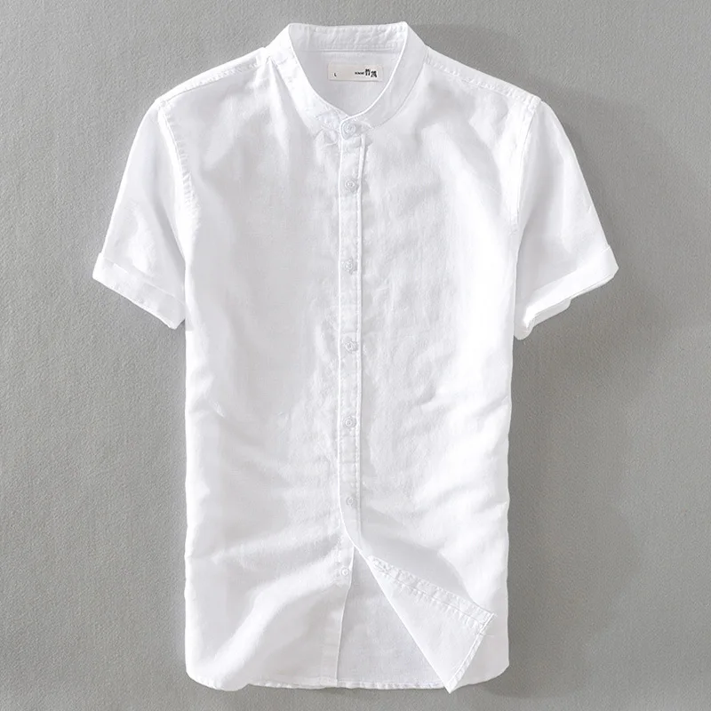 55%Linen 45%Cotton Summer Men 4XL Casual Shirts Solid White And Blue Short Sleeve Stand Collar Dress Shirts Y037
55%Linen 45%Cotton Summer Men 4XL Casual Shirts Solid White And Blue Short Sleeve Stand Collar Dress Shirts Y037