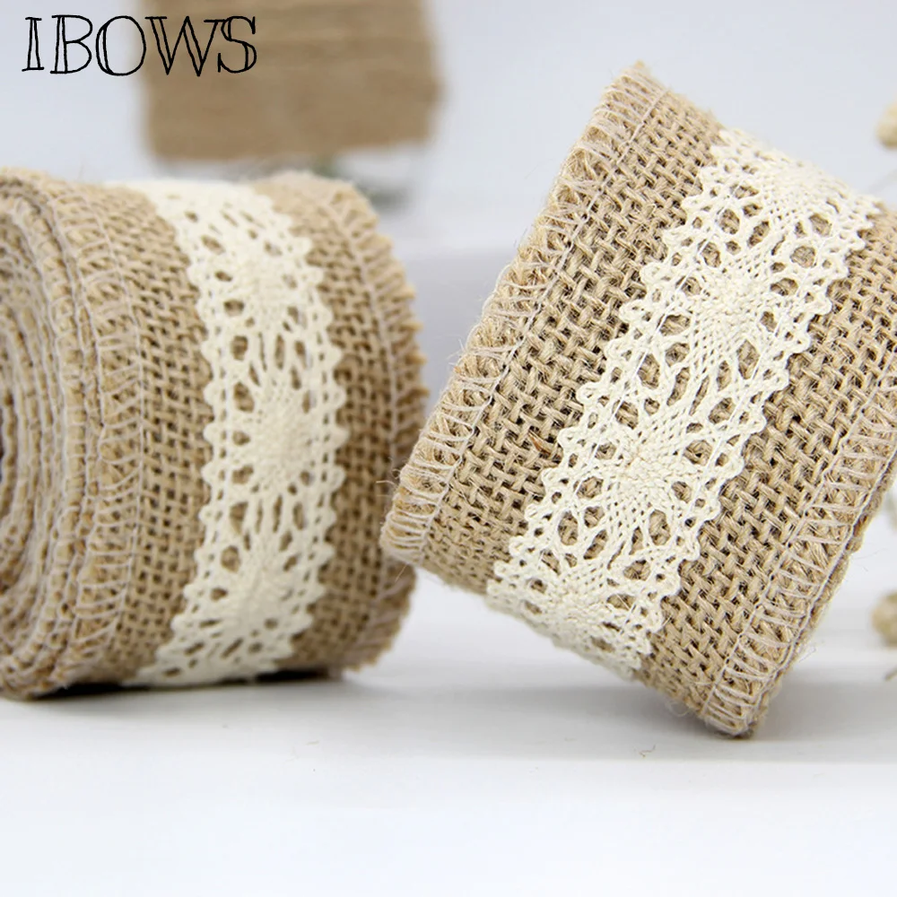2M/Roll 50MM Width Natural Burlap Ribbon with White Lace Jute Twine Cord Hemp Rope Rustic Wrap Gift Packing Wedding Decoration
2M/Roll 50MM Width Natural Burlap Ribbon with White Lace Jute Twine Cord Hemp Rope Rustic Wrap Gift Packing Wedding Decoration