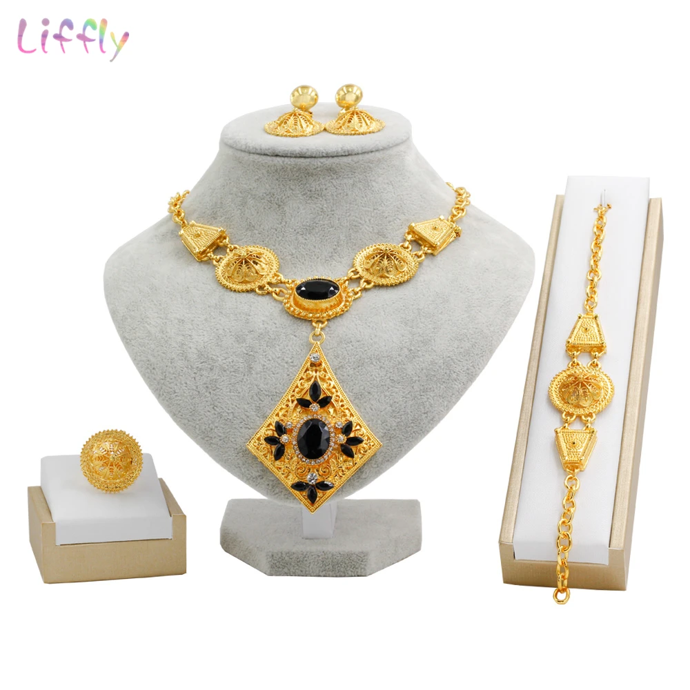 Liffly Italian Bridal Jewelry Set Crystal Necklace Earrings Fashion Jewelry Accessories Charm Dubai Gold Jewelry Sets for Women
Liffly Italian Bridal Jewelry Set Crystal Necklace Earrings Fashion Jewelry Accessories Charm Dubai Gold Jewelry Sets for Women