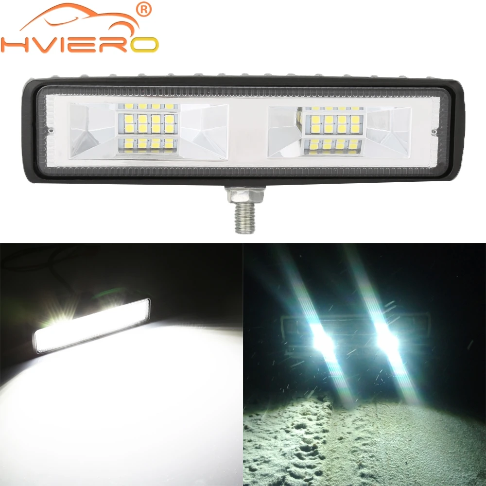 

6 inch 48W 16LED Work Light Bar Flood Beam Bulb Car SUV OffRoad Driving Fog Lamps for Jeep Truck Tractor Boat Trailer 12V