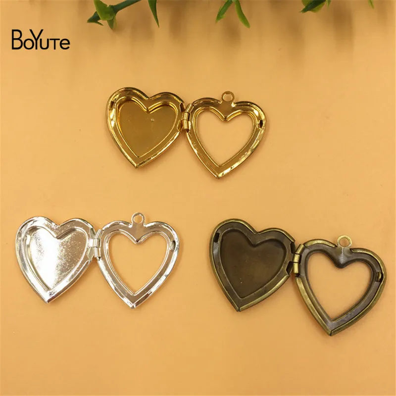 BoYuTe 10Pcs 204.5MM Small Metal Brass Hollow Out Heart Locket Photo Locket Charms Pendant Diy (2)