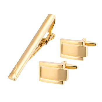 

Cufflinks And Tie Clips Mens Gold Cufflink Set Tie Pins For Men Cuff links Band Clasp High-grade Jewelry Sleeve Wedding QiQiWu