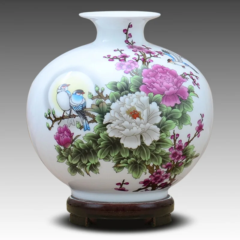 Фото Керамическая ваза с цветами Jingdezhen 1 шт. основанием современный минималистичный
