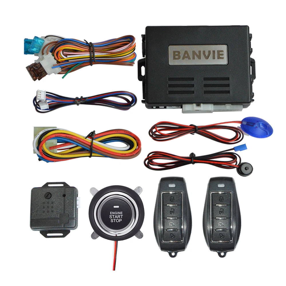 BANVIE 1 Way Car alarm system with remote engine start and push start stop button
BANVIE 1 Way Car alarm system with remote engine start and push start stop button