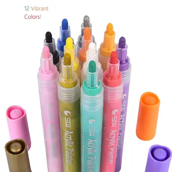 Premium 12 Pack Acrylic Paint Markers SET with Medium Tips You Press to Pump. Ultimate Pen Pack Marks Clearly on All Surfaces
Premium 12 Pack Acrylic Paint Markers SET with Medium Tips You Press to Pump. Ultimate Pen Pack Marks Clearly on All Surfaces