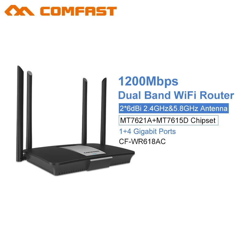 

Comfast CF-WR618AC 1200Mbps Smart Gigabit Wireless WiFi Router 11ac 2.4G/5GHz Wi-Fi Repeater for Office /Internet cafe