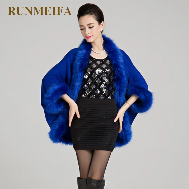 2018 Winter Women Sweater Cardigan Female Fox Fur Collar Poncho Cape Bridal Wedding Wool Shawl Cape
2018 Winter Women Sweater Cardigan Female Fox Fur Collar Poncho Cape Bridal Wedding Wool Shawl Cape