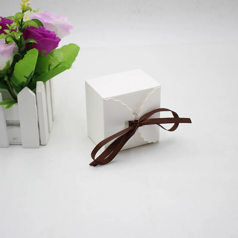 50 шт./лот коричневый и белый ретро мини коробка для конфет из крафт бумаги коробки